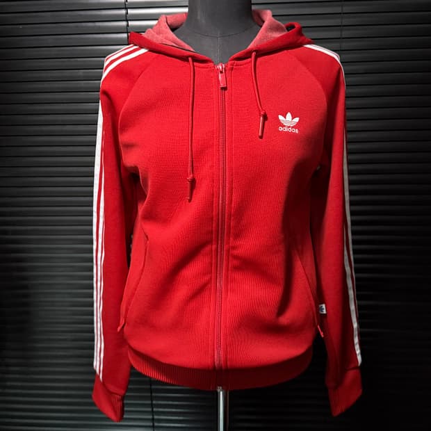 아디다스 후드 후디 져지 저지 트랙탑 집업 레드 빨강 95 M 파이어버드