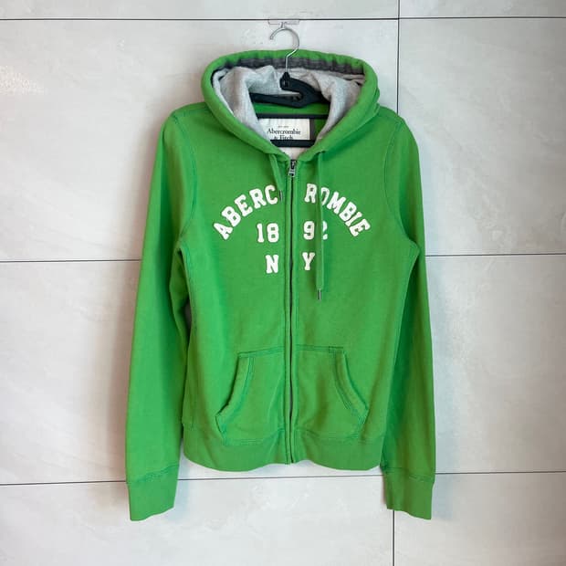 아베크롬비 스펠로고 뉴욕 딱붙핏 대장 후드집업 그린 [L]