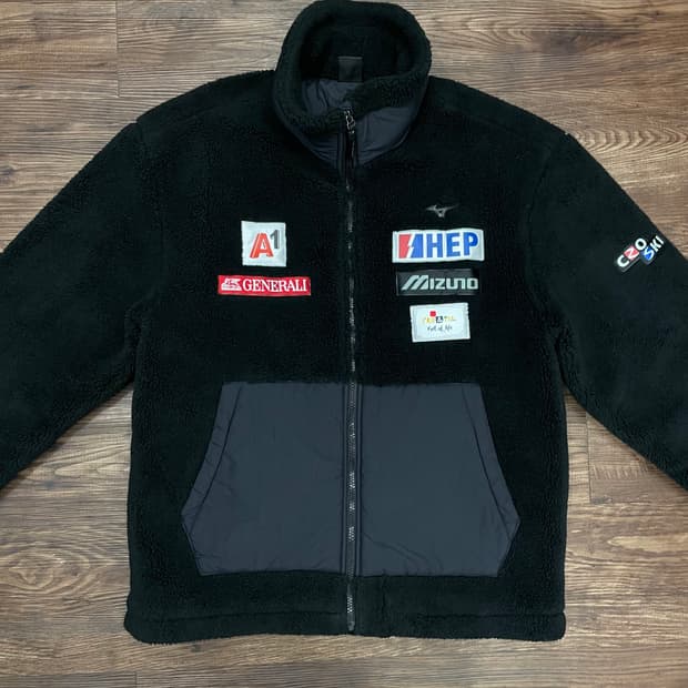 미즈노 MIZUNO 크로 스키 보아 플리스 방풍 패딩 자켓 블랙