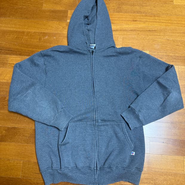 빈티지 러셀 후드집업 차콜