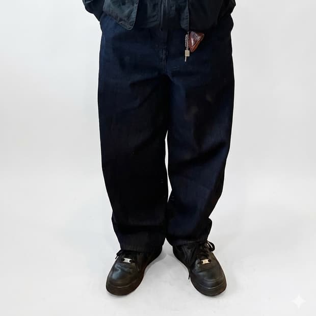 유니클로 와이드 테이퍼드 진 [진청]