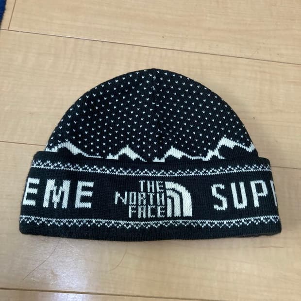 슈프림 x 노스페이스 폴드 비니 블랙