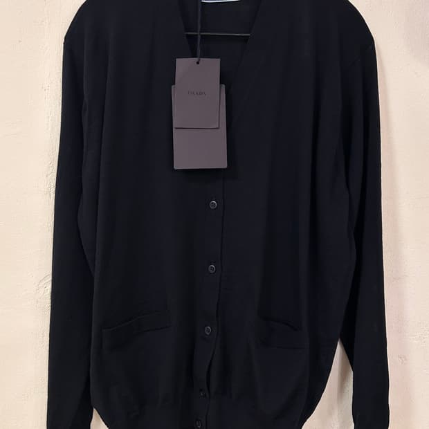 PRADA 프라다 블랙 울 가디건 42