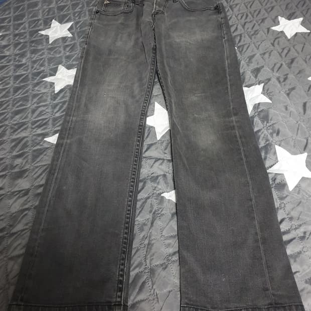 잠뱅이 스트레이트 JB 워시드 데님팬츠 흑청 (32)