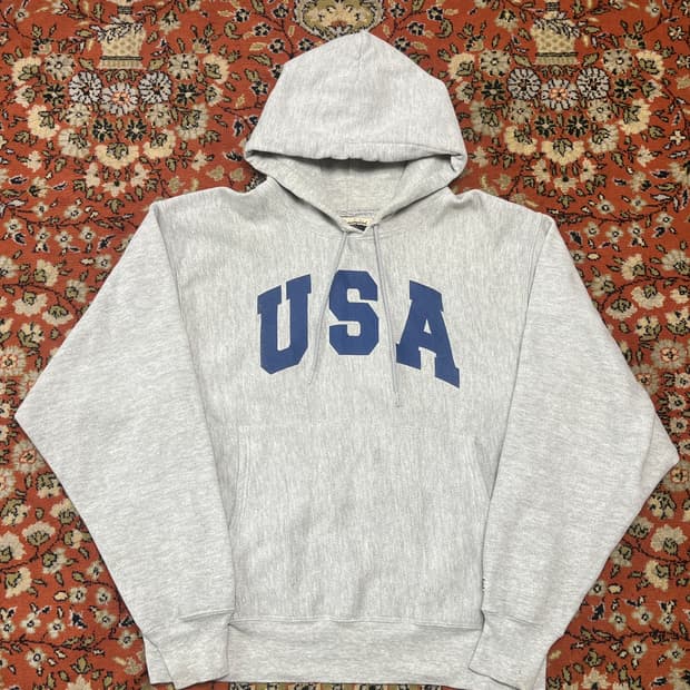 [M] 00s 챔피온 USA 리버스위브 후드티 그레이