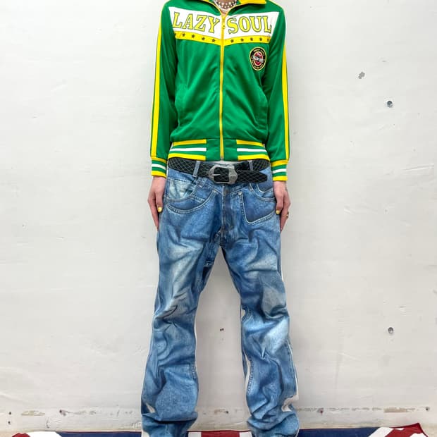 Digital printed denim pants 