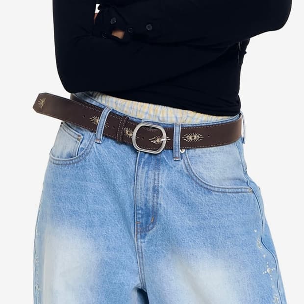 아캄 벨트 브라운 Needlework Studded Belt