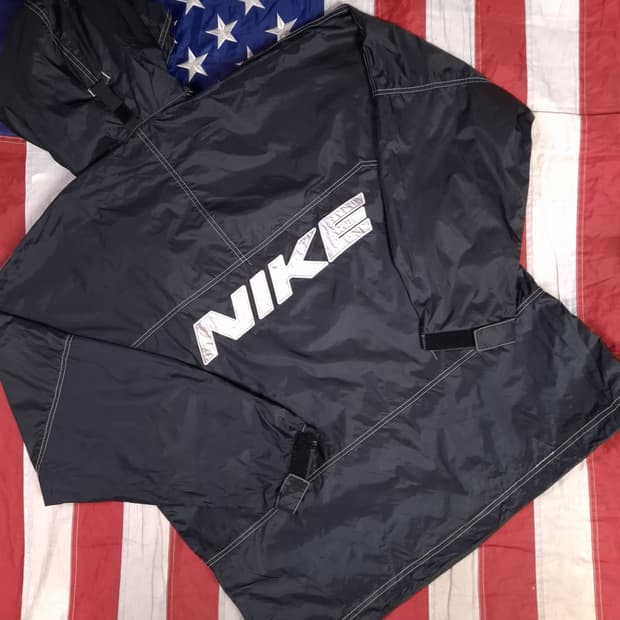 오리지날 90's 나이키 스우시 메탈릭 실버 아노락