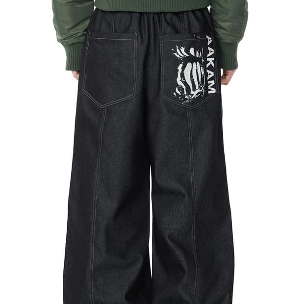 [1] 아캄 니 핀턱 프린티드 데님 팬츠 블랙