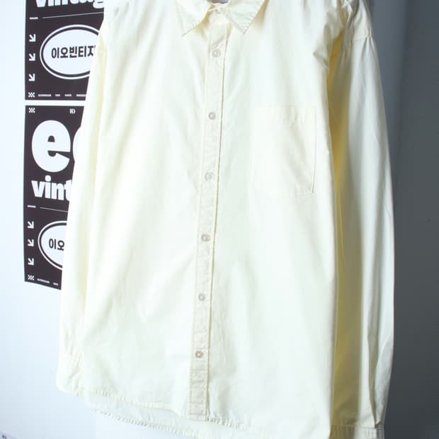 (L-2XL) 메르고 셔츠 남방 무지 노랑 시티보이 아메카지-H34553