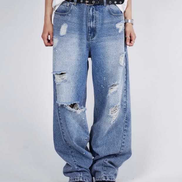 슬로우애시드 디스트로이드 데님팬츠