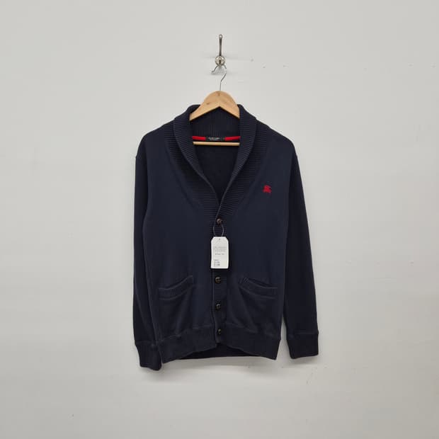 버버리 블랙라벨 네이비 숄카라 니트 가디건 남성 M