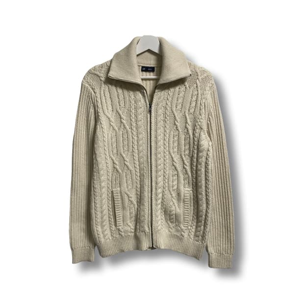 [M] GAP 갭 아이보리 꽈배기 니트 집업 가디건