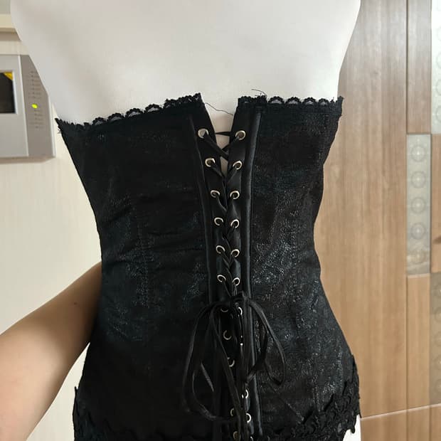 유럽빈티지 블랙레이스 코르셋
