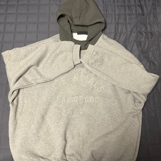 ( L ) 에센셜 나일론 플리스 후드 다크 헤더 오트밀 잉크 - 24SS