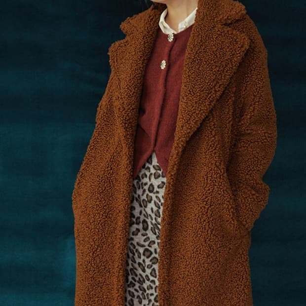 레니본 여성 테디베어 롱코트 