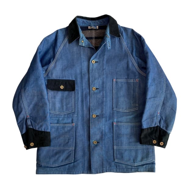샌포라이즈드 플랭킷 안감 데님 커버올 자켓