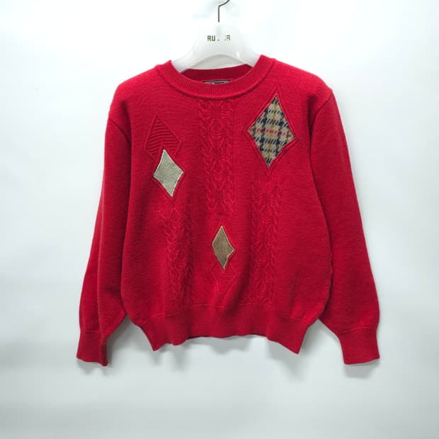 닥스런던 빈티지 울 100% 꽈배기 포인트 니트 (55~66)