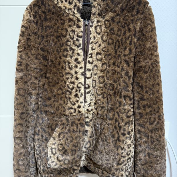 y2k 나나 펑크 갸루 레오파드 퍼자켓