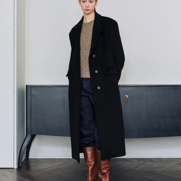 무신사 스탠다드 우먼 캐시미어 싱글 코트 블랙