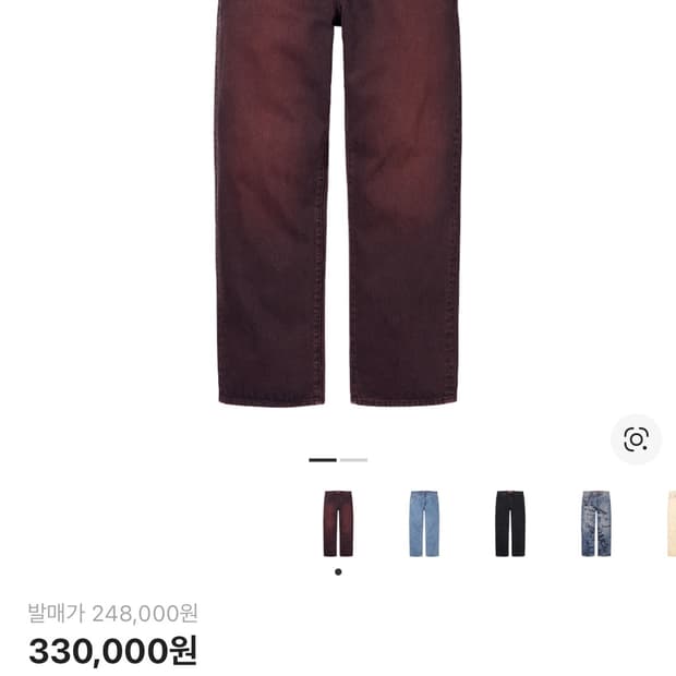 슈프림 데님 진 오버다이드 레드 34