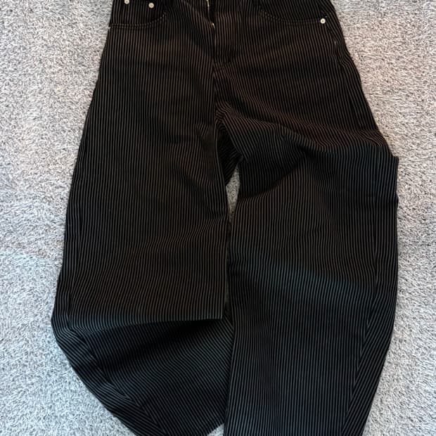 스트라이프 데님 와이드팬츠