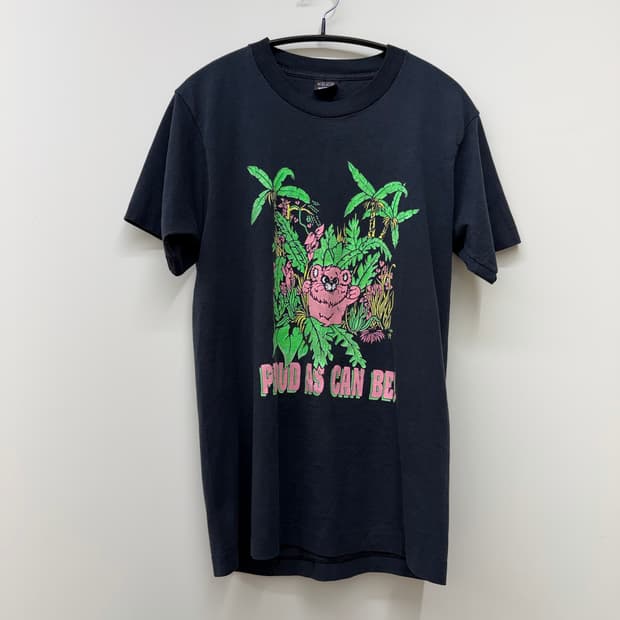80s USA 네온 애니멀 프린팅 반팔 티셔츠 