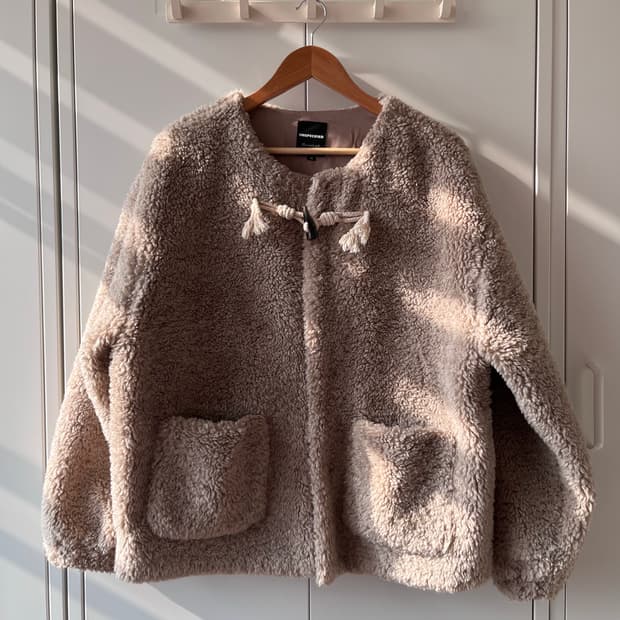 Unspecified 원버튼 뽀글이 양털 퍼자켓