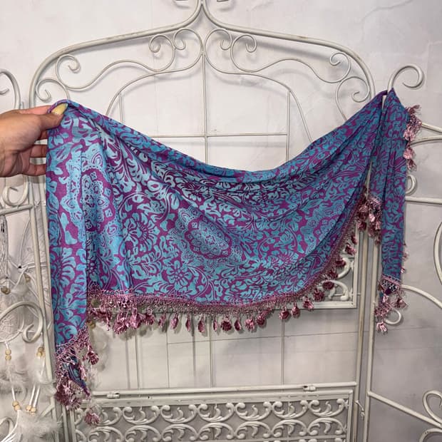 Purple blue oriental mandala tassel 스카프