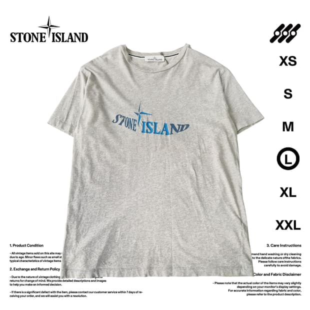 스톤아일랜드 XL사이즈 웨이비 로고 티셔츠