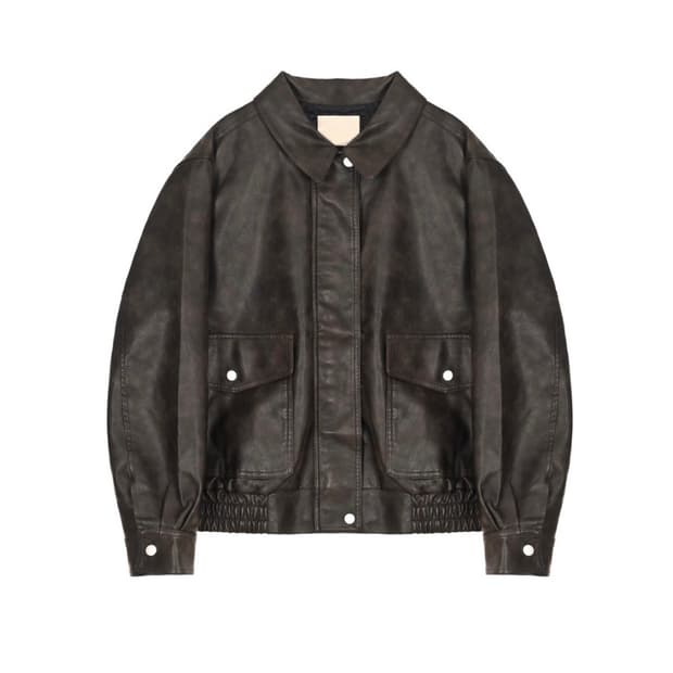 브라운 레더 자켓