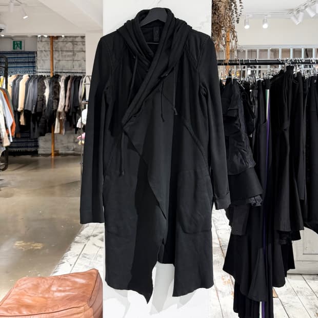 로끄 일라리아 블랙 레이어드 롱 후드 자켓