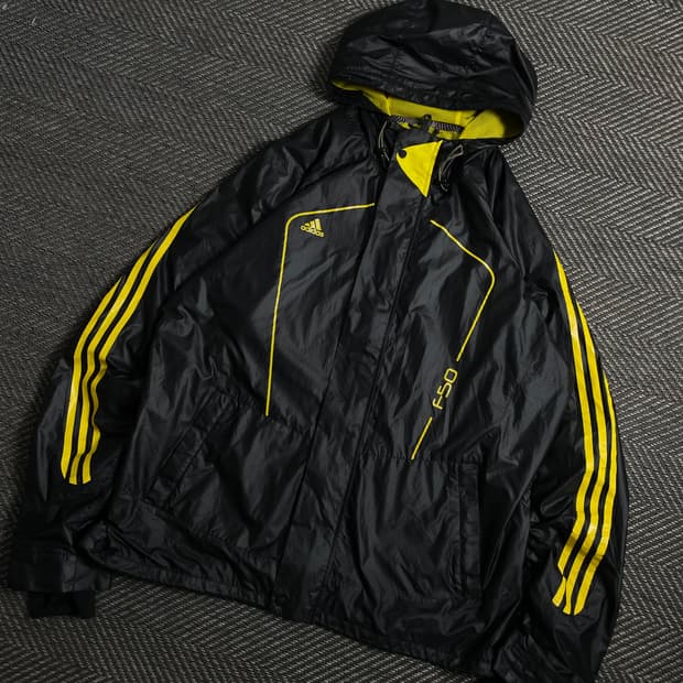 아디다스 F50 블랙 옐로우 우븐 바람막이y 4464