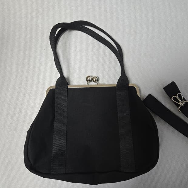 가마구치 크로스 토트 백 캠버스천