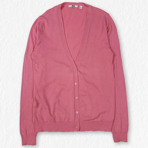 유니클로 가디건 핑크