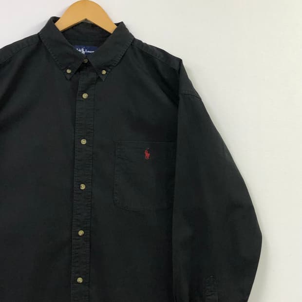 Xxl 폴로 블랙 솔리드코튼 셔츠