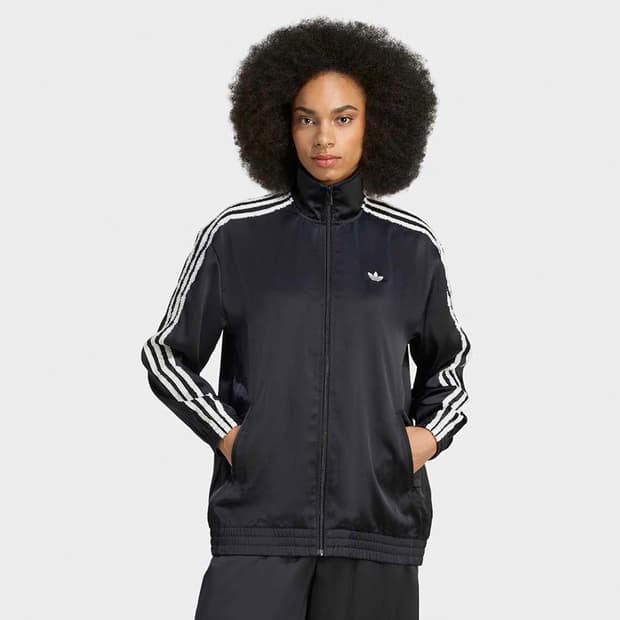 아디다스 러플 새틴 트랙탑 블랙