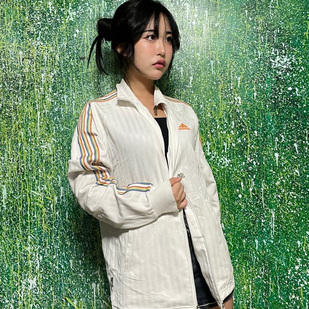 아디다스 화이트 삼선 오버핏 져지 M L