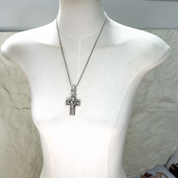 Unisex 빈티지 양면착용 십자가 목걸이