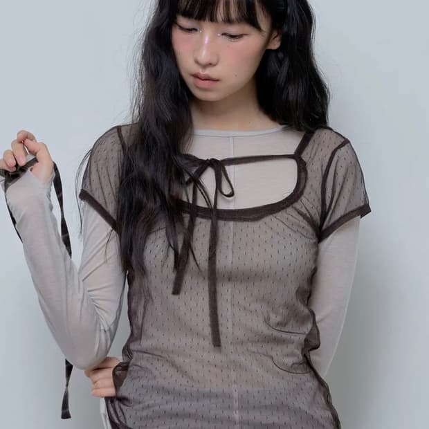 팬시클럽 3-WAY 도트 레이어드 롱슬리브 (BEIGE)