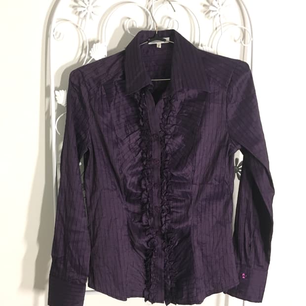 jpn vintage purple frill stripe shirts