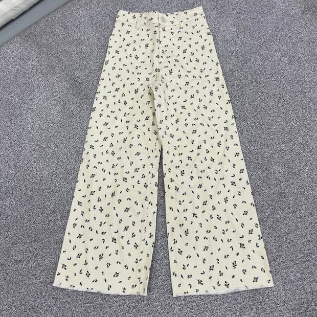 자라 마린 스트레이프 플라워 패턴 와이드팬츠 0105HS1