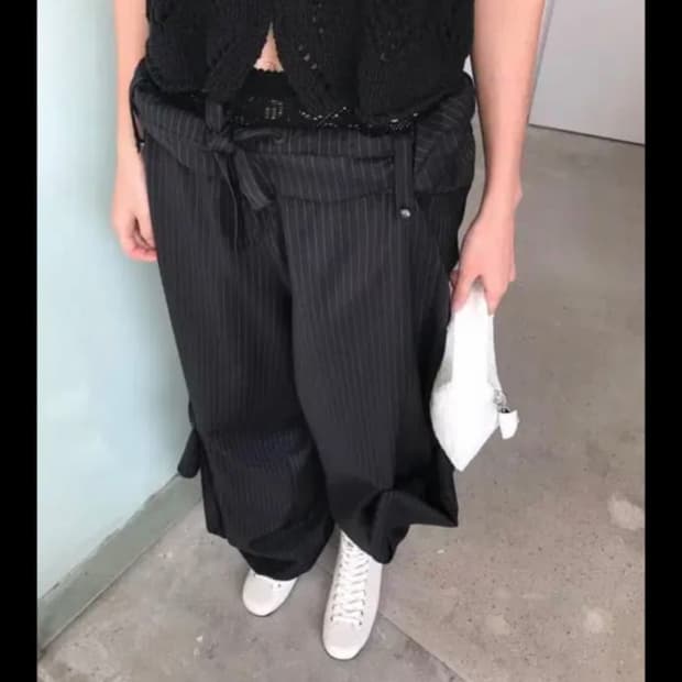 오픈와이와이 스트라이프 롤업 팬츠