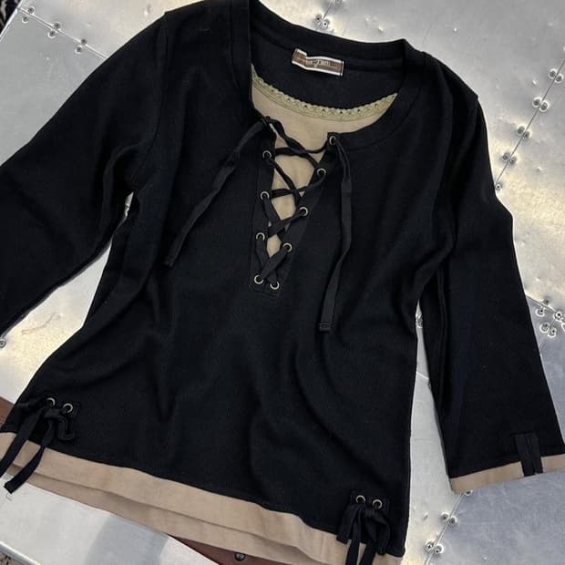 y2k 빈티지 비비안탐 코르셋 레이어드 탑