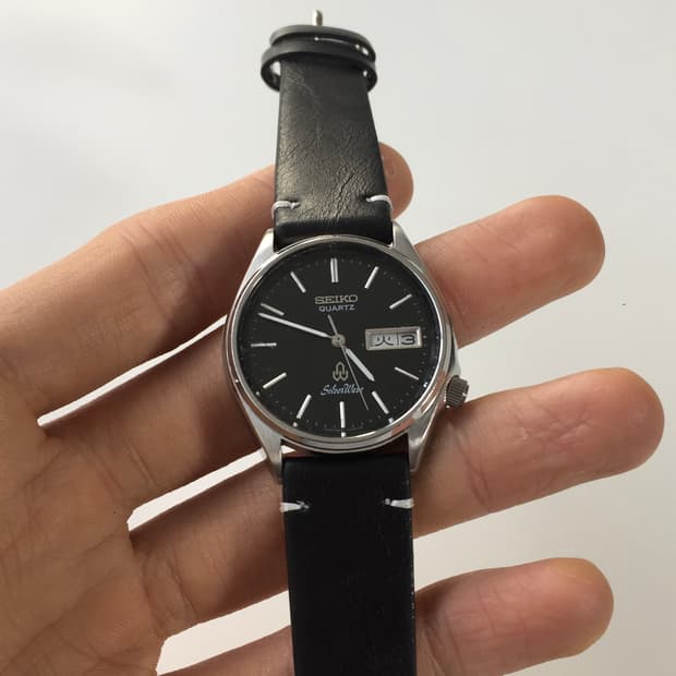 80s seiko silver wave black dial quartz