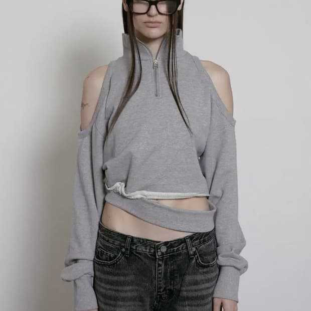 보헴서 컷아웃 하프집업 스웻셔츠 (gray)