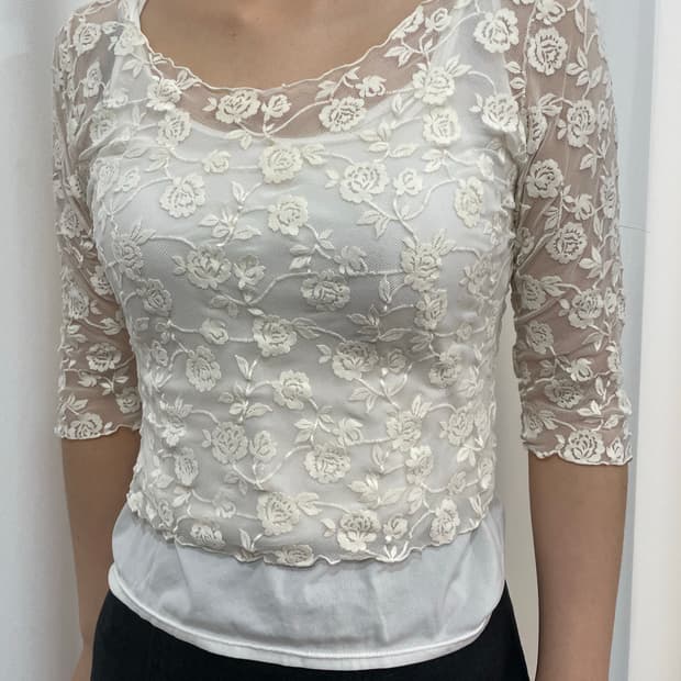 shizuka komuro flower lace blouse 