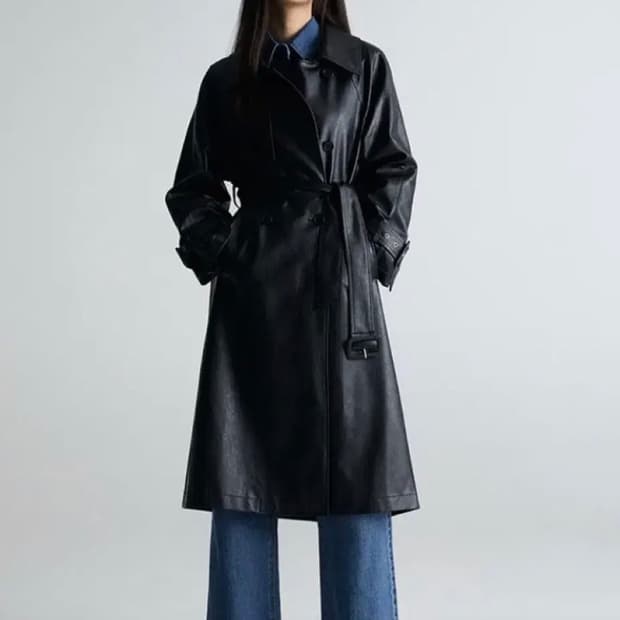 미쏘 페이크 레더 맥시 트렌치