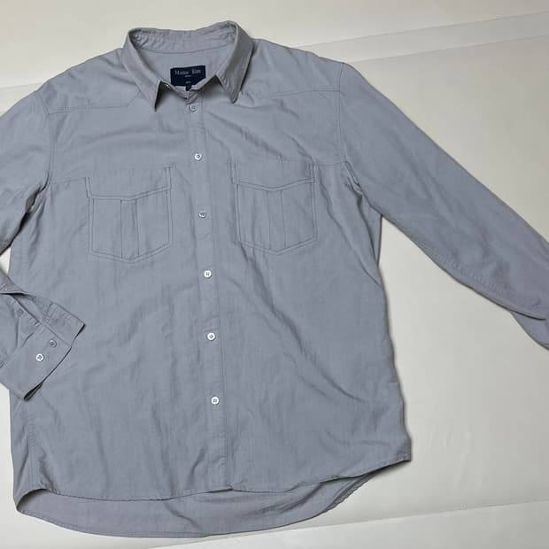 마뗑킴 스티치 포인트 셔츠 라이트 그레이 L