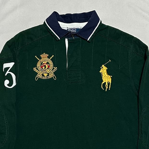 L 폴로랄프로렌 그린 빅포니 럭비 티셔츠
